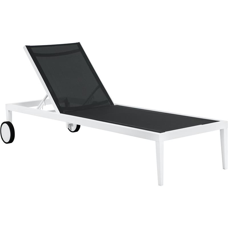 Pemberly Row Modern Black Outdoor Patio Mesh Chaise Lounge Chair