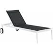 Pemberly Row Modern Black Outdoor Patio Mesh Chaise Lounge Chair