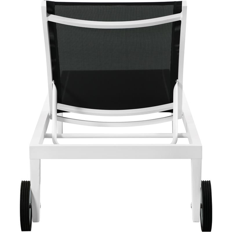 Pemberly Row Modern Black Outdoor Patio Mesh Chaise Lounge Chair
