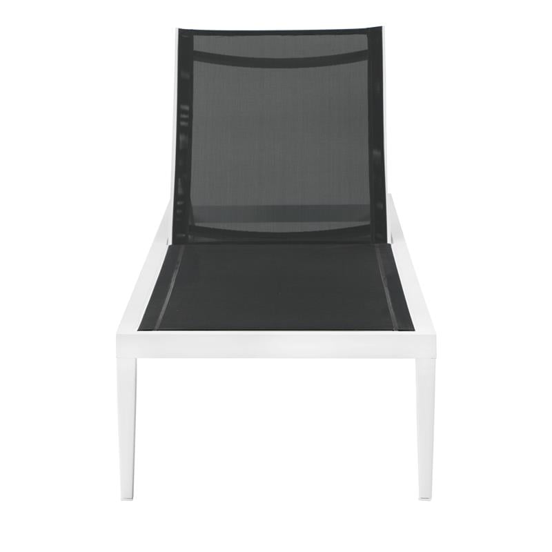 Pemberly Row Modern Black Outdoor Patio Mesh Chaise Lounge Chair