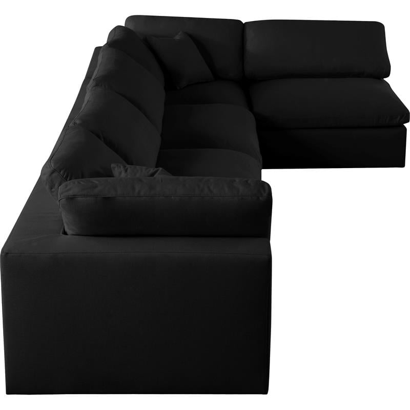 Pemberly Row Modern Black Linen Fabric Deluxe Modular Sectional