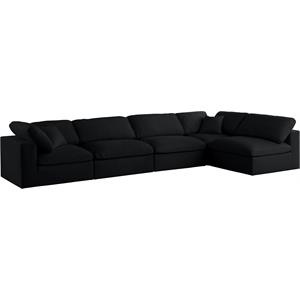 Pemberly Row Modern Black Linen Fabric Deluxe Modular Sectional