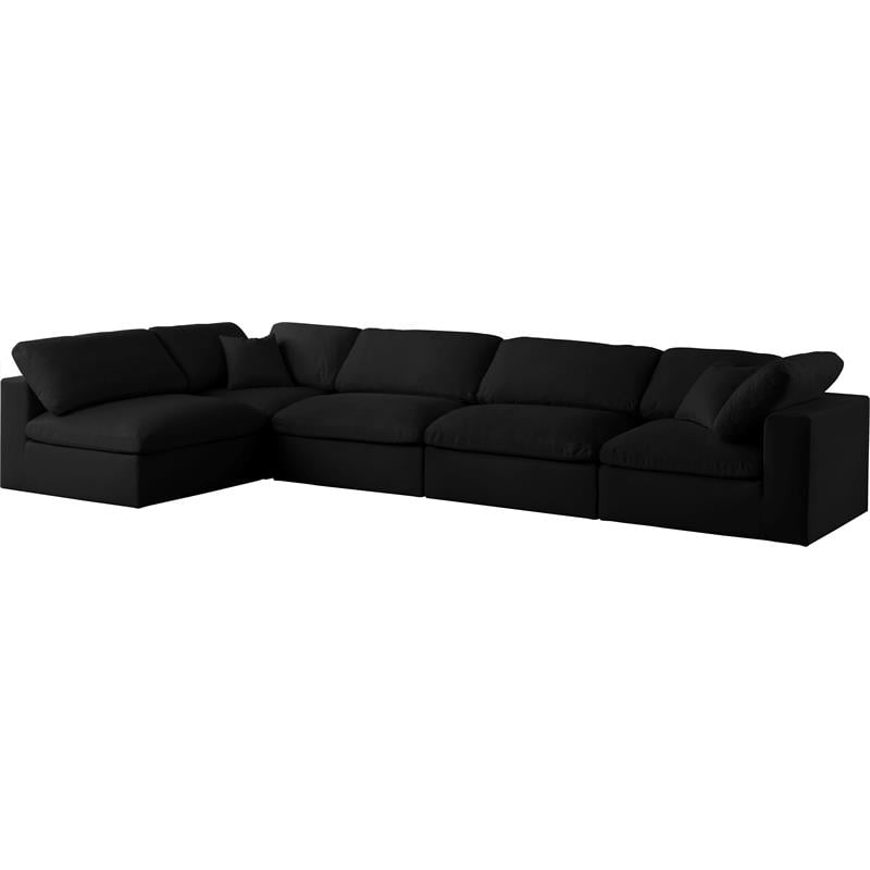 Pemberly Row Modern Black Linen Fabric Deluxe Modular Sectional