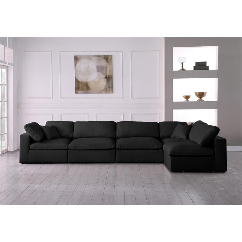 Pemberly Row Modern Black Linen Fabric Deluxe Modular Sectional