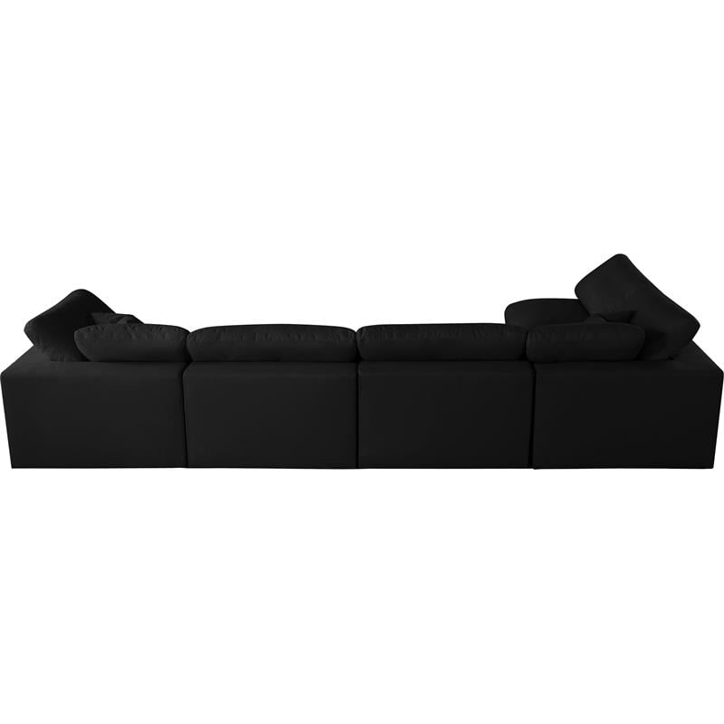 Pemberly Row Modern Black Linen Fabric Deluxe Modular Sectional