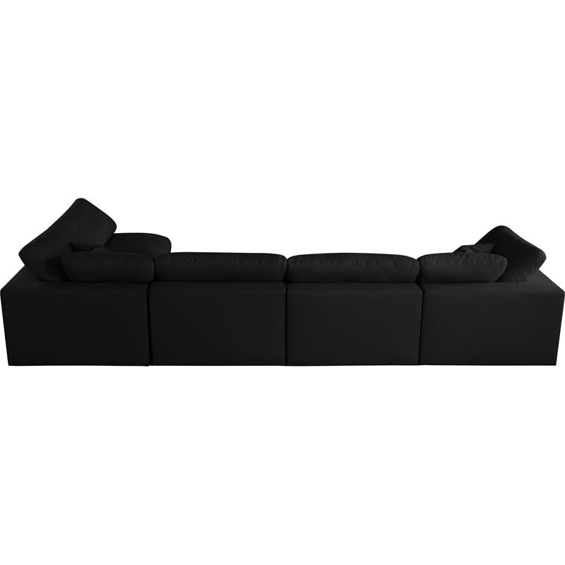 Pemberly Row Modern Black Linen Fabric Deluxe Modular Sectional