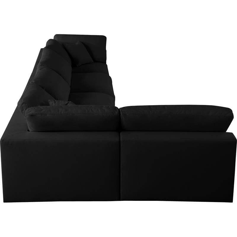 Pemberly Row Modern Black Linen Fabric Deluxe Modular Sectional
