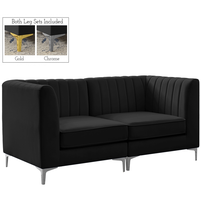 Pemberly Row Modern / Contemporary Black Velvet Modular Sofa