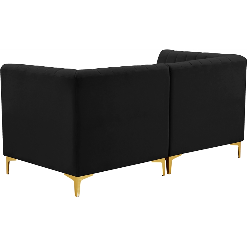 Pemberly Row Modern / Contemporary Black Velvet Modular Sofa