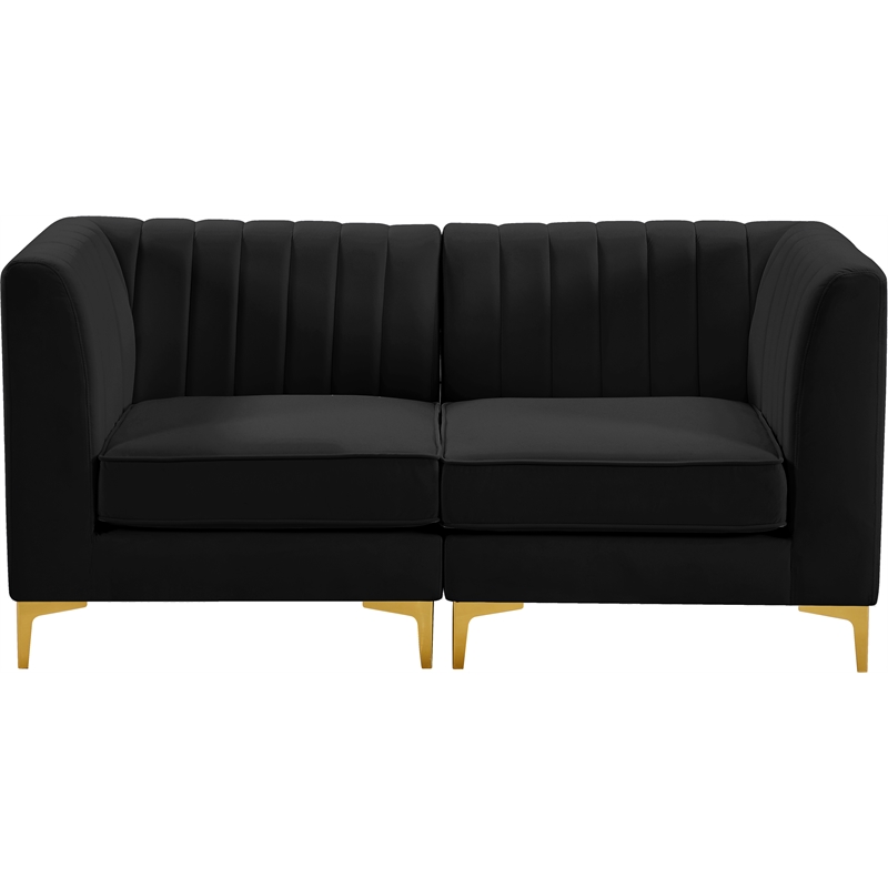 Pemberly Row Modern / Contemporary Black Velvet Modular Sofa