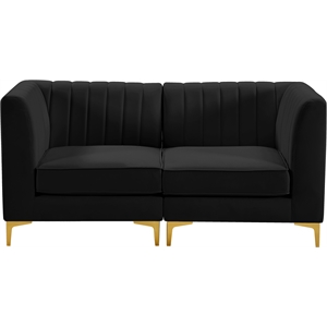 Pemberly Row Modern / Contemporary Black Velvet Modular Sofa