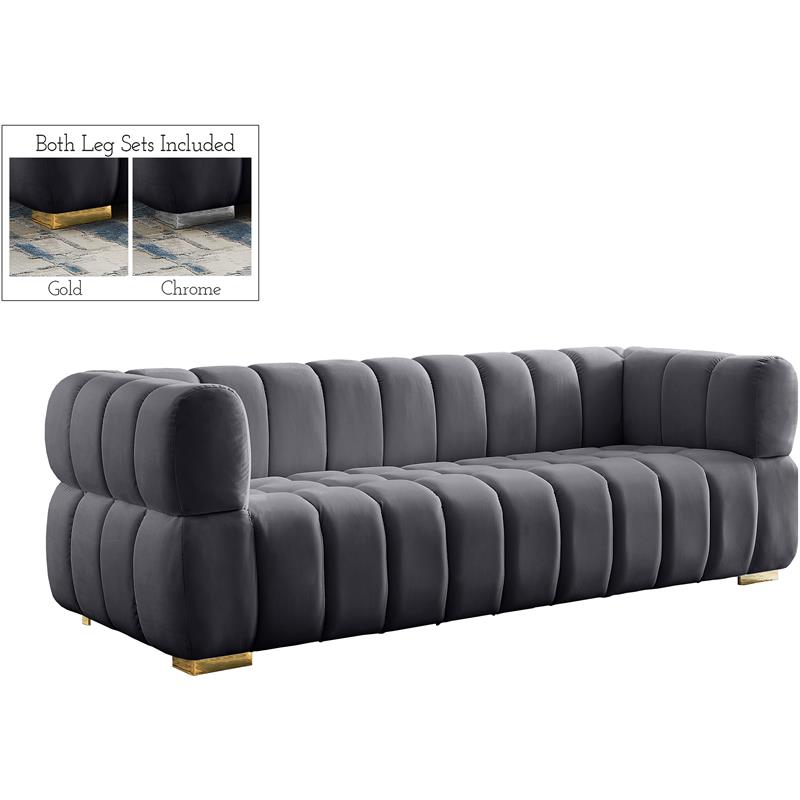 Pemberly Row Modern / Contemporary Soft Gray Finish Velvet Sofa