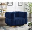 Pemberly Row Modern / Contemporary Deep Biscuit Tufting Navy Finish Velvet Chair