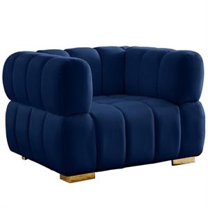 Pemberly Row Modern / Contemporary Deep Biscuit Tufting Navy Finish Velvet Chair