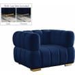 Pemberly Row Modern / Contemporary Deep Biscuit Tufting Navy Finish Velvet Chair