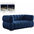 Pemberly Row Modern / Contemporary Navy Finish Velvet Loveseat