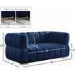 Pemberly Row Modern / Contemporary Navy Finish Velvet Loveseat