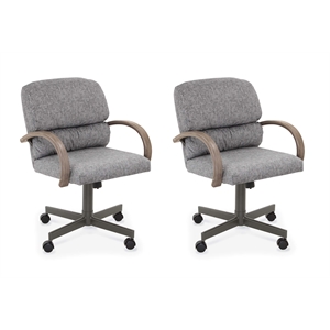 Pemberly Row Modern Swivel Dining Arm Chair in Sea Gray (Set of 2)
