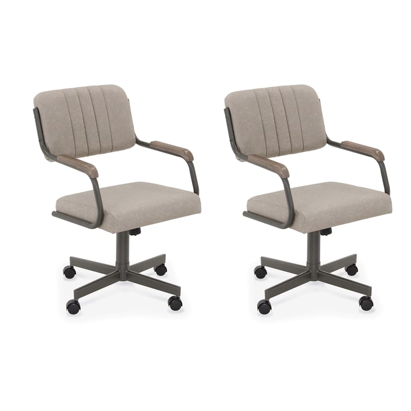 Pemberly Row Modern Swivel Dining Arm Chair in Sea Gray (Set of 2)
