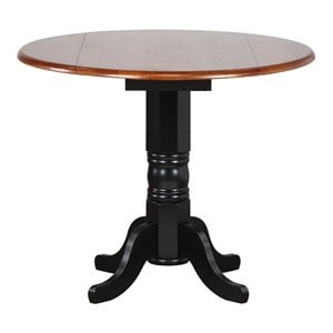 Pemberly Row Contemporary 42&quot Extendable Wood Pub Table in Black
