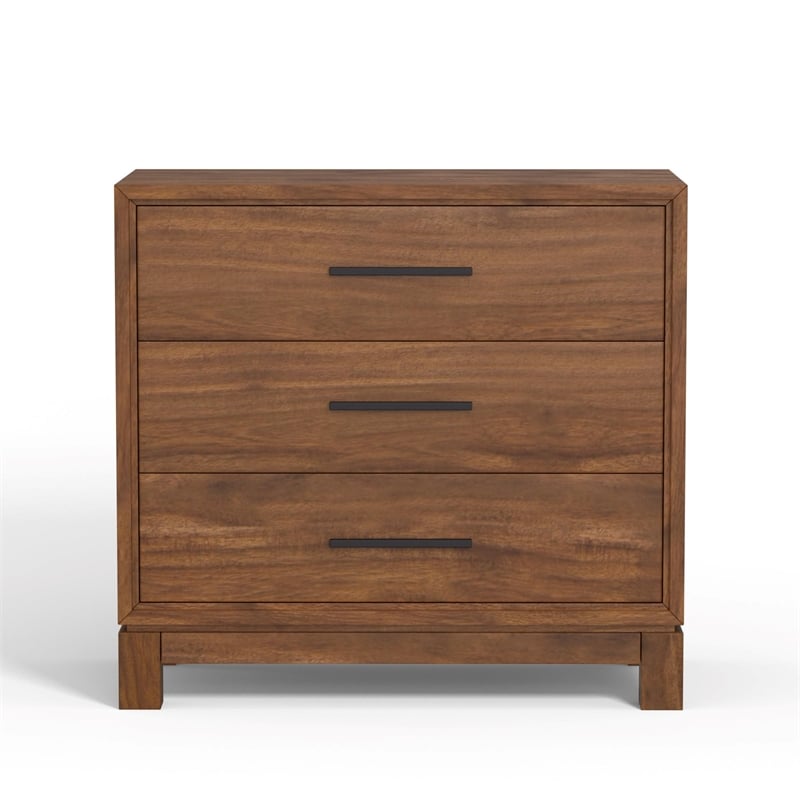 Pemberly Row Modern 3 Drawer Small Chest in Honey Maple (Brown)