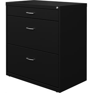 Pemberly Row 30&quot W Metal 3 Drawer Home Office Filing Cabinet Black