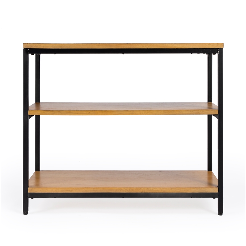Pemberly Row Contemporary 3 Shelf Wood & Iron Etagere Bookcase