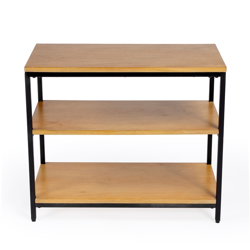 Pemberly Row Contemporary 3 Shelf Wood & Iron Etagere Bookcase