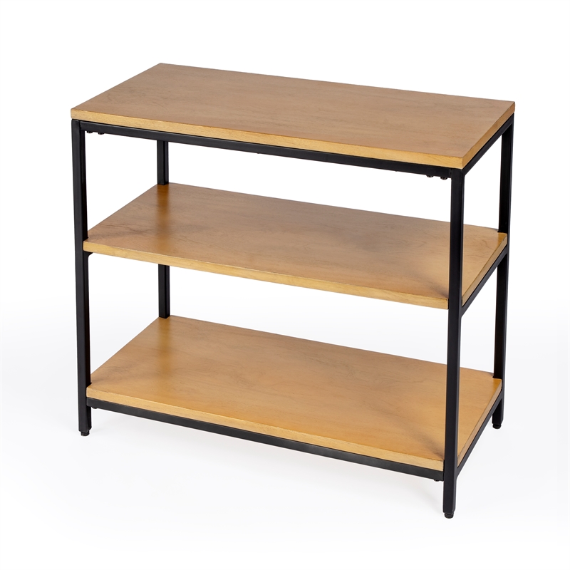 Pemberly Row Contemporary 3 Shelf Wood & Iron Etagere Bookcase