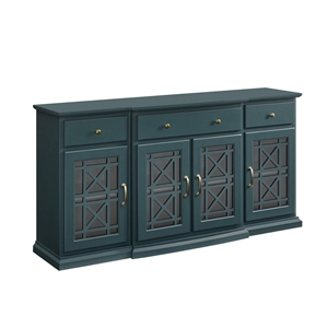 Pemberly Row 60&quot Curved Tiered Fretwork Sideboard in Dark Teal