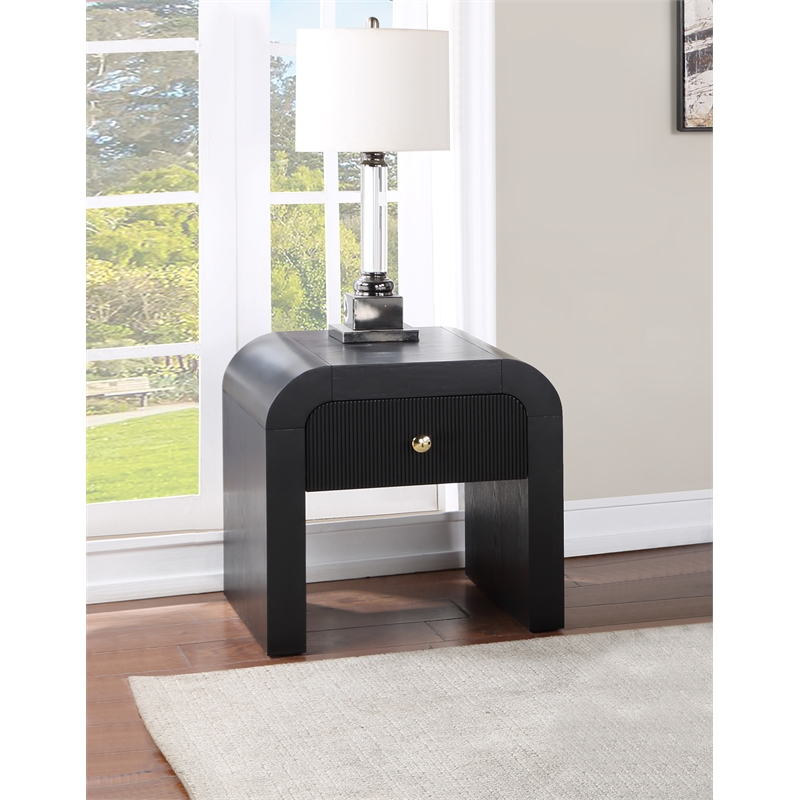 Pemberly Row Modern / Contemporary Wood Veneer Black Finish End Table