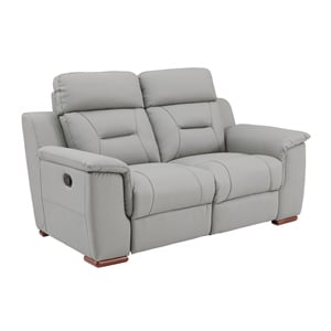 Pemberly Row Modern Faux Leather Upholstered Loveseat in Gray