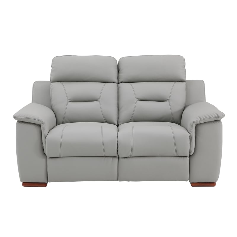 Pemberly Row Modern Faux Leather Upholstered Loveseat in Gray