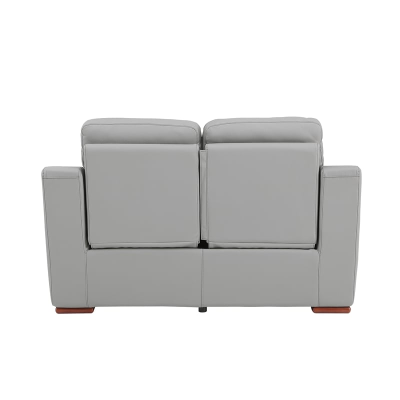 Pemberly Row Modern Faux Leather Upholstered Loveseat in Gray