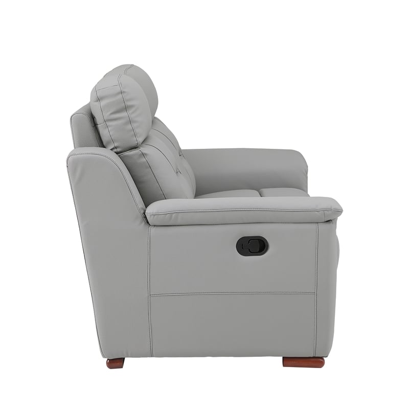 Pemberly Row Modern Faux Leather Upholstered Loveseat in Gray