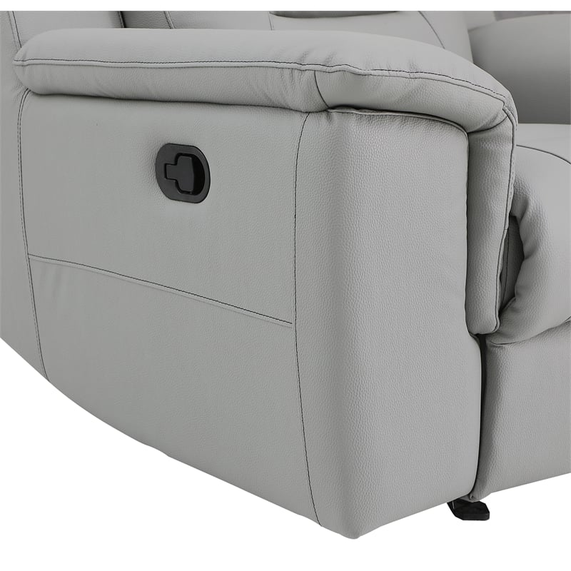 Pemberly Row Modern Faux Leather Upholstered Loveseat in Gray