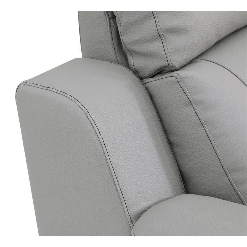 Pemberly Row Modern Faux Leather Upholstered Loveseat in Gray