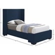 Pemberly Row Contemporary Navy Linen Textured Fabric Twin Bed