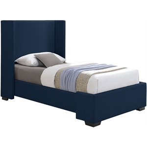 Pemberly Row Contemporary Navy Linen Textured Fabric Twin Bed