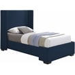 Pemberly Row Contemporary Navy Linen Textured Fabric Twin Bed