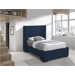Pemberly Row Contemporary Navy Linen Textured Fabric Twin Bed