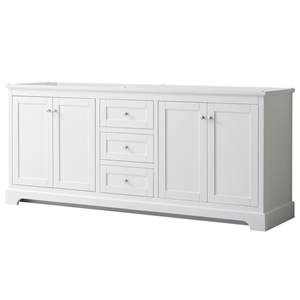 Pemberly Row 80&quot Wood Double Bathroom Vanity in Chrome/White