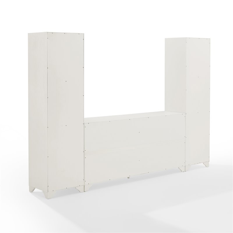 Pemberly Row 3-PC Entertainment Center/Sideboard & Bookcases in White