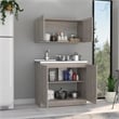 Pemberly Row 2-Shelf Engineered Wood Cabinet Set in Light Gray