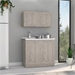 Pemberly Row 2-Shelf Engineered Wood Cabinet Set in Light Gray