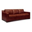 Pemberly Row Mid-Century Top Grain Leather Sofa in Russet Brown