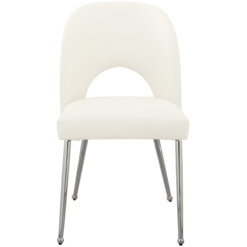 Pemberly Row Modern Cream Vegan Leather Dining Chair (Set of 2)