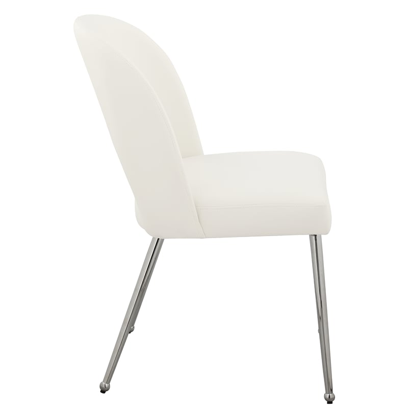 Pemberly Row Modern Cream Vegan Leather Dining Chair (Set of 2)