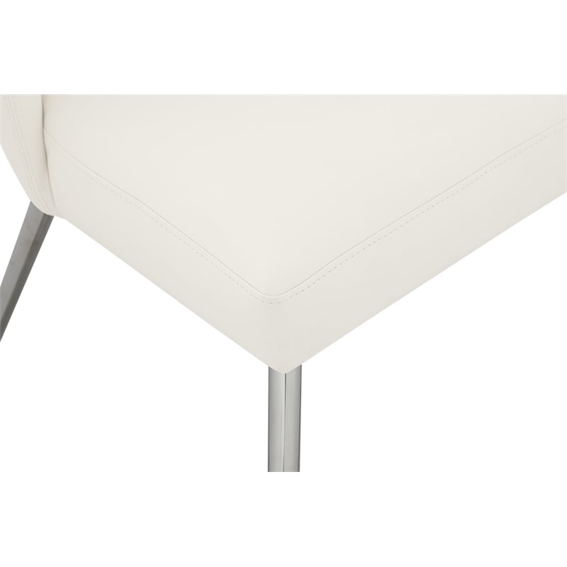 Pemberly Row Modern Cream Vegan Leather Dining Chair (Set of 2)