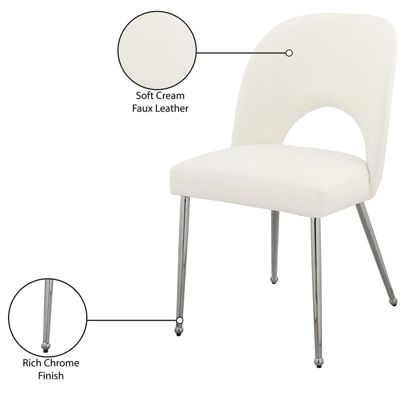 Pemberly Row Modern Cream Vegan Leather Dining Chair (Set of 2)